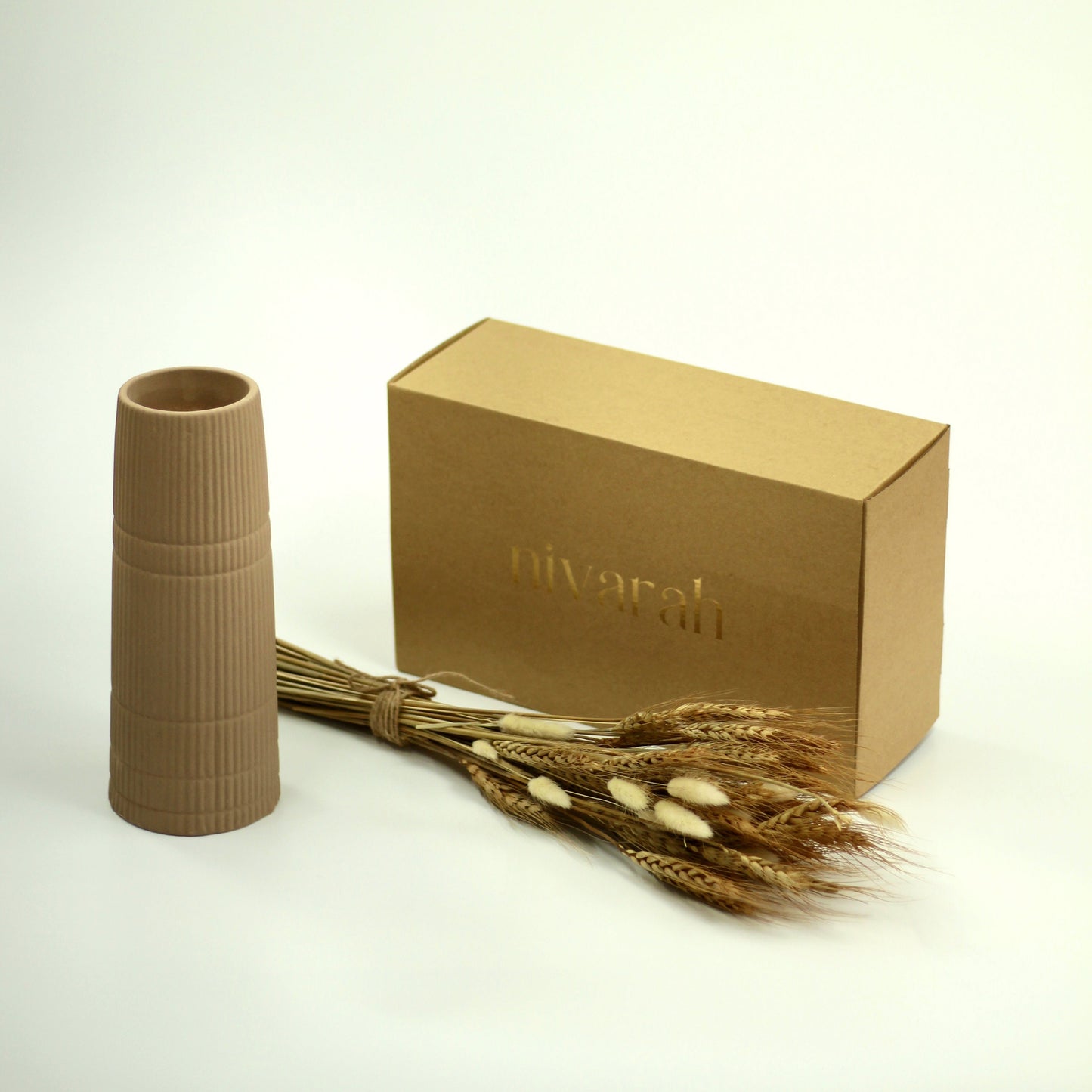 Linea Vase Sand and Flowers Set - Single