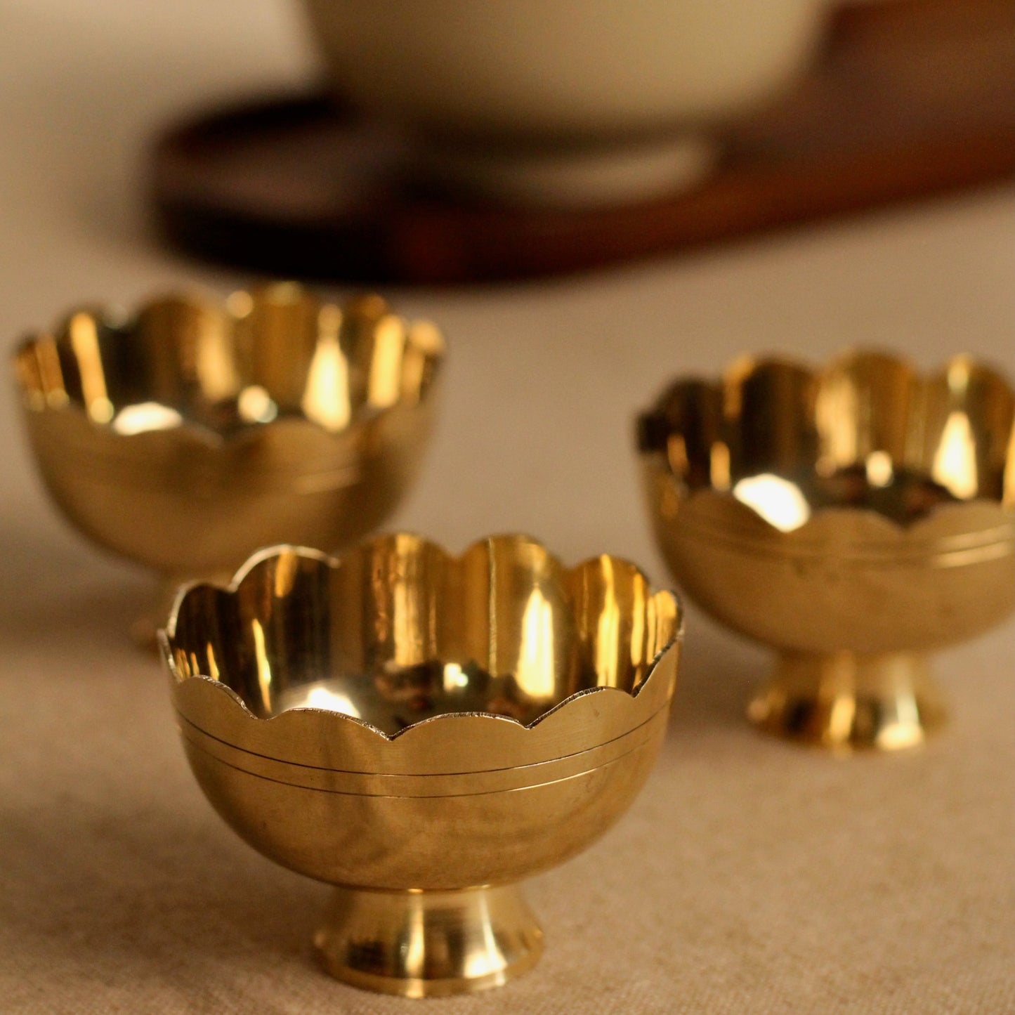 Saroj Brass Tealight Holder & Candle - Set of 3
