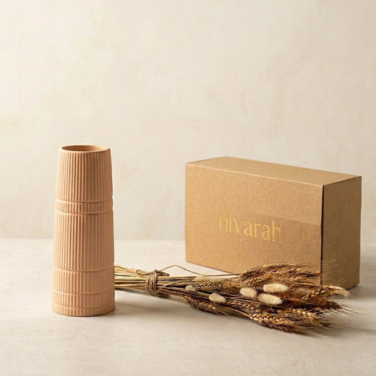 linea vase sand and dried bunch