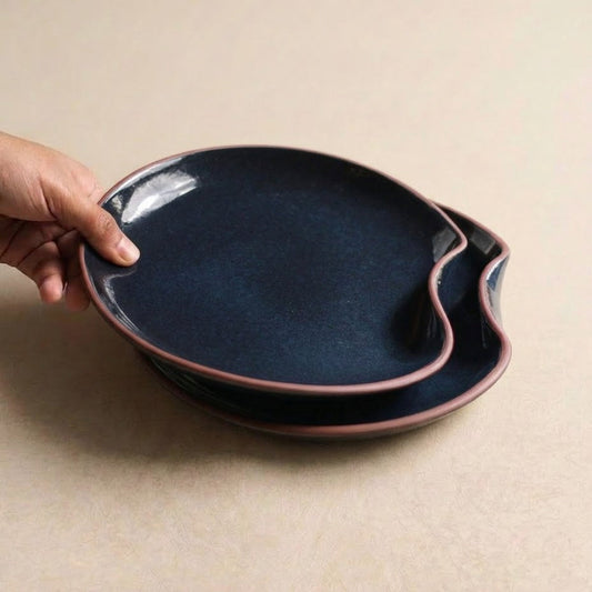 silvat - stoneware dinner plate set, rust midnight